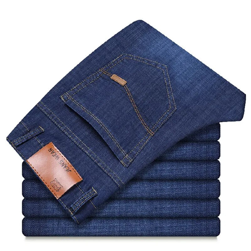 Oversize 42 44 Men Jeans Pants New Casual Classic Blue Stretch Jeans Business Fashion Casual Denim Trousers Brand Pants