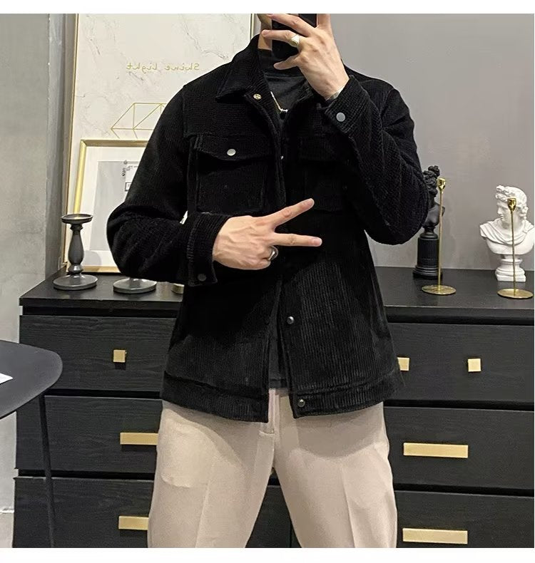 Winter Fashion Jacket Men's Lapel Autumn And Winter New Corduroy Jacket