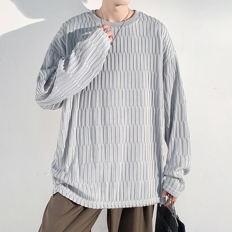 saferido Harajuku Chic T shirts For Men Oversized Tees Spring Man Casual Long Sleeve Tshirt Woman O-neck Loose Pullovers Tops 5XL-M