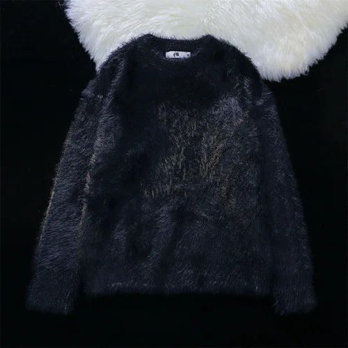 Men Autumn Winter New Oversize Solid Color Knitted Jumpers Male O-neck Sweater Tops Men Long Sleeve Warm Pullovers I594