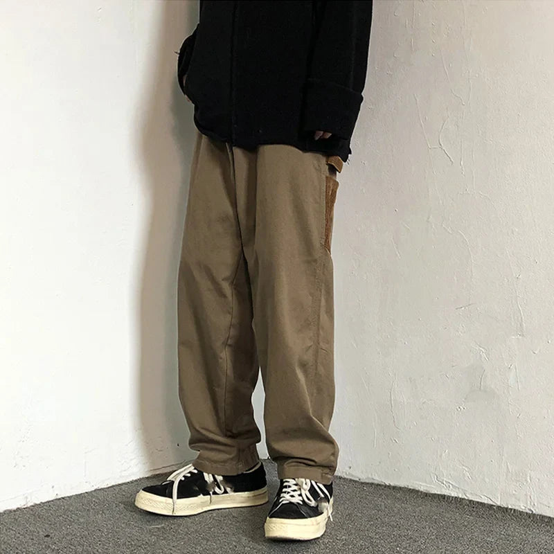 saferido Men's Overalls Vintage Baggy Straight Pants Spring Summer Casual Sweatpants Fashion Oversized Trousers Male Bottoms Y2K Clothes