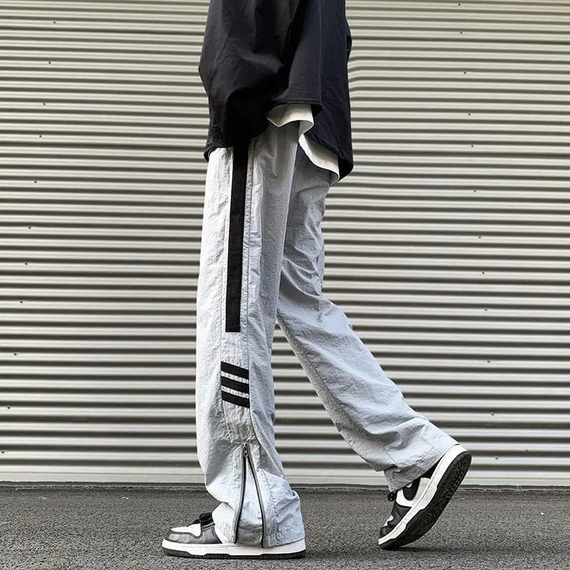 saferido American Men High Street Functional Style Cargo Pants Zipper Foot and Mouth Outdoor Mountain Climbing Casual Straight Trousers