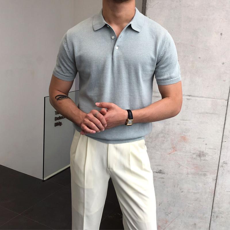 New Men's Clothing Summer Fashion Slimming Korean Version Simplicity Trend Short Sleeve Lapel Solid Color Casual POLO Shirt