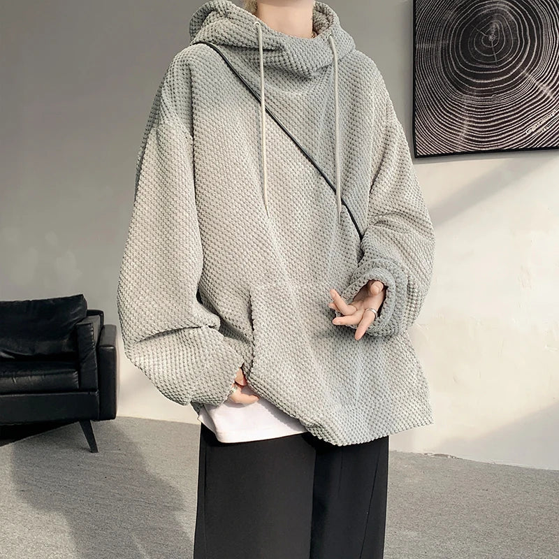 saferido Harajuku Corduroy Hoodies Men High Quality Streetwear Loose Y2k Hip Hop Hooded Sweatshirts Couple Clothing Female Pullovers