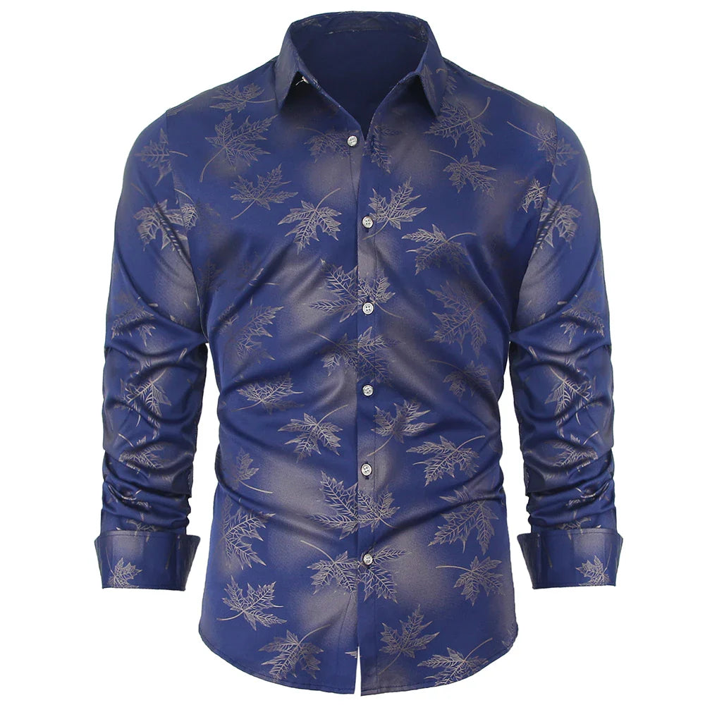 New Social Long Sleeve Maple Leaf Designer Shirts Men Slim Fit Vintage Fashions Men's Shirt Man Dress Jersey Clothing