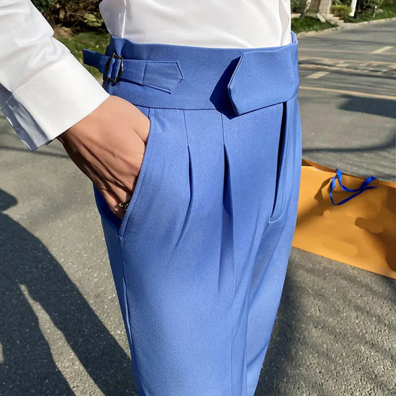 saferido High Quality British Gentlemen Business Casual Slim Fit Pants Men Dress Pants Solid All Match Formal Wear Office Trousers