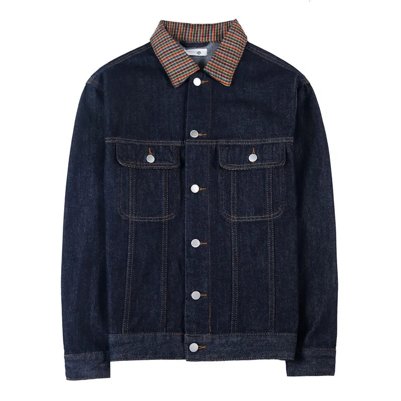 saferido Men's Spring High-quality Casual Denim Jackets/Male Fashion Plaid Business Denim Coat/Man Winter Streetwear Men 3XL-M