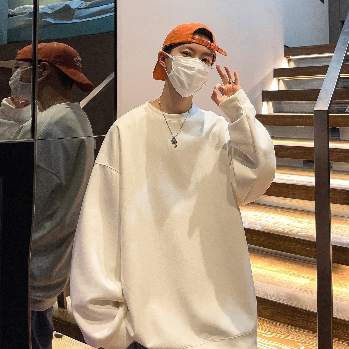 Korean Men's Oversized Sweatshirts Solid Color Hoodies Couple's Jumper Large High Street Hoodies Harajuku Fashion Male Pullovers