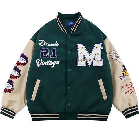 New American Retro Letter Embroidered Jackets Coat Men Y2K Street Hip Hop Trend Baseball Uniform Couple Casual Loose Jacket