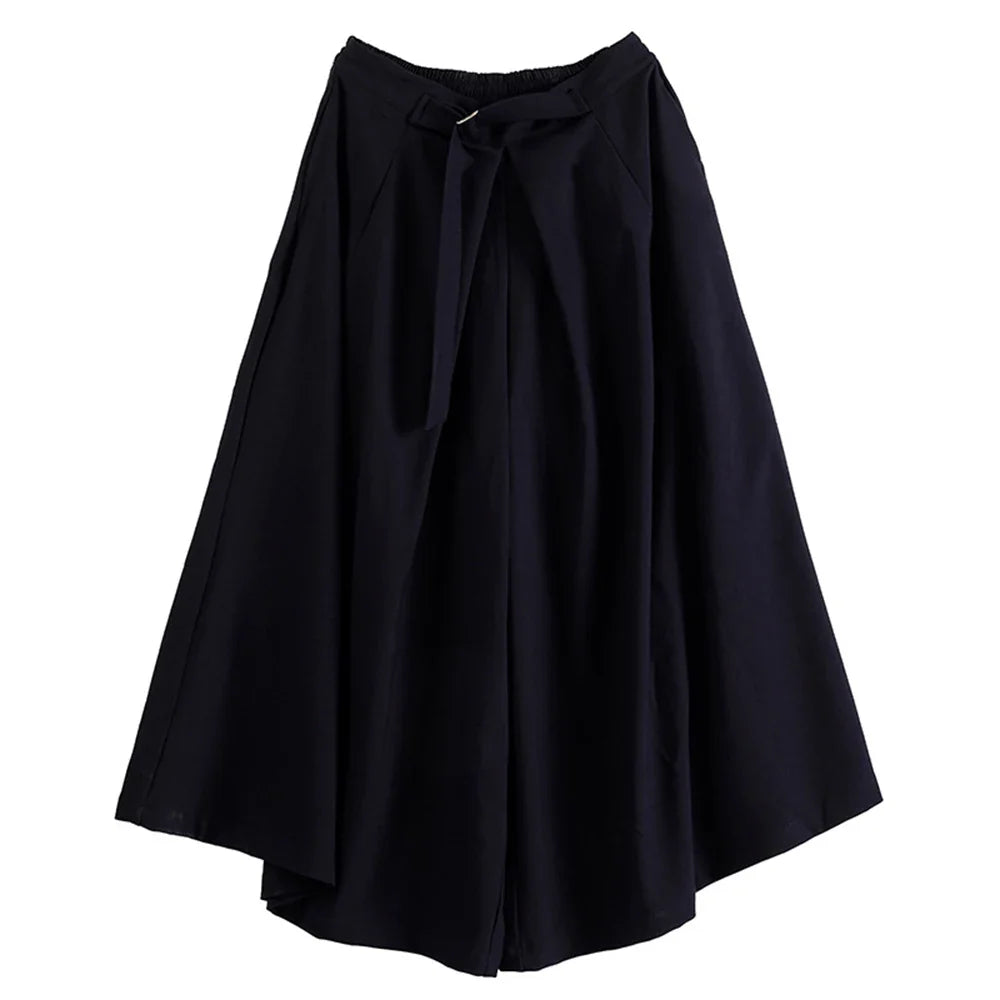 saferido Japanese Streetwear Baggy Fashion Casual Wide Leg Pants Men Punk Hip Hop Skirt Pants Black Harem Trousers Men's Culottes Unisex