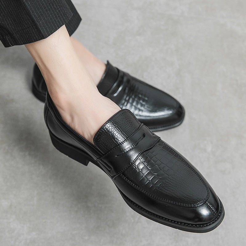 saferido Fashion Men Loafers Slip On Classic British Style Casual Dress Shoes Classic Social Leather Shoes Elegant Original Boat Shoes