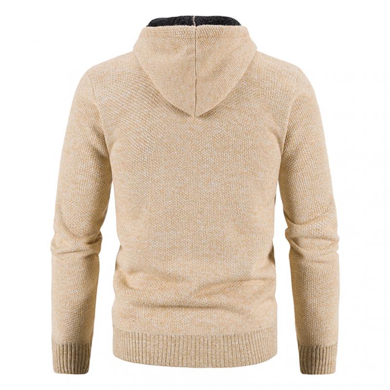 Winter Thick Cardigan Mens Sweater Zipper Hooded Fashion Warm Slim Fit Knitted Sweater Male Fleece Hoodies Coats Men M-4Xl