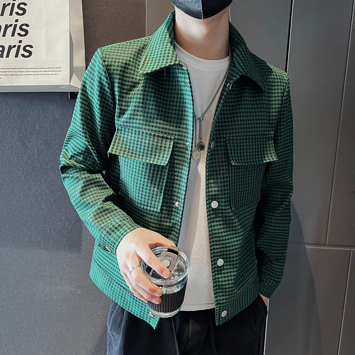 saferido Men Spring High Quality Casual Jackets/Male Slim Fit Fashion Business Plaid Coats Plus Size S-3XL