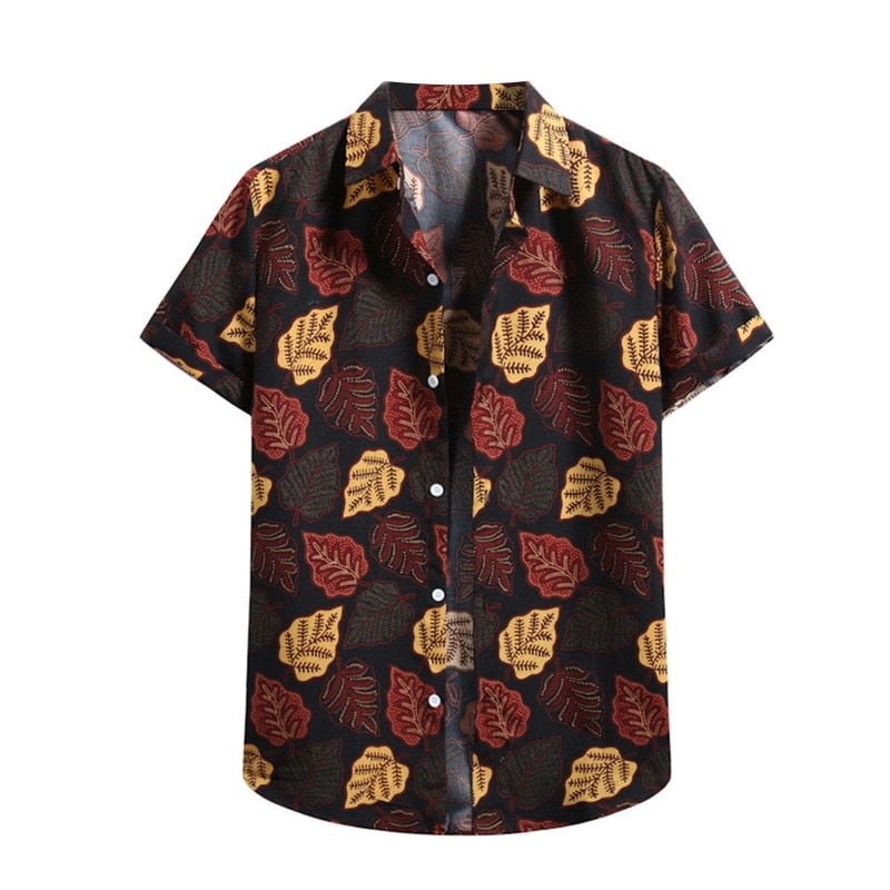 Men's Hawaiian Polyester Summer Short Sleeve Shirt Tropical Leaf 3D Pattern Printing Beach Male Shirts Casual Blouse For Men 5xl