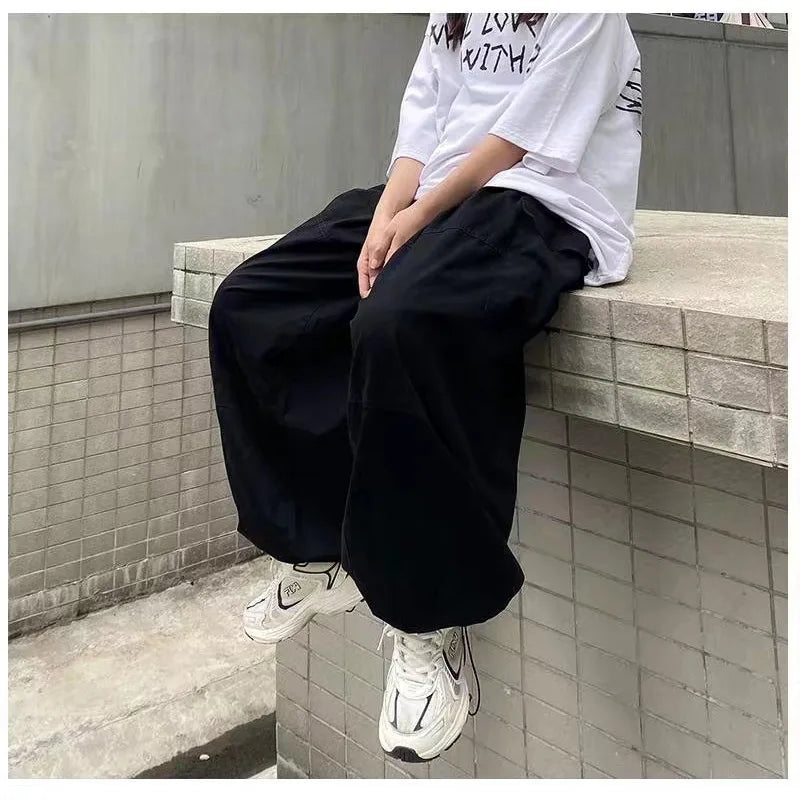 saferido Vintage Baggy Cargo Pants Men Cotton Wide Leg Trousers Male Oversize Retro Loose Casual Japanese Streetwear Hip Hop