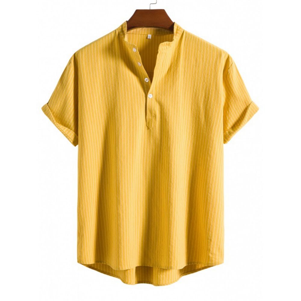 Summer Striped Shirts Men's Hawaiian Shirts Striped Graphic Clothing Short Sleeve Tops Streetwear Oversized For Men Henleys