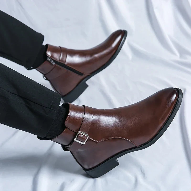 saferido Luxury brand leather shoes men's boots formal leather oxford shoes dress boots chelsea business ankle boots men 38-47