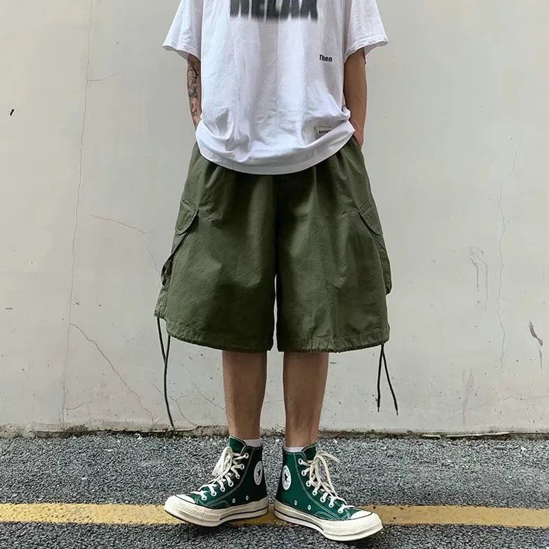 saferido Summer Mens Cargo Shorts Loose Hip Hop Harajuku Straight Streetwear Bermuda Masculina
