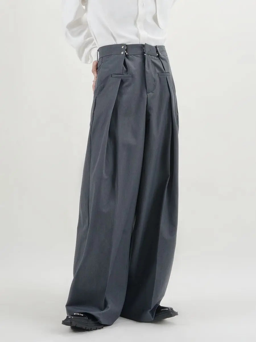 Pants Men Fashion Casual Solid High Street Simple Hip-hop Wide Leg Trousers All-match Korean Style Loose Temperament College New