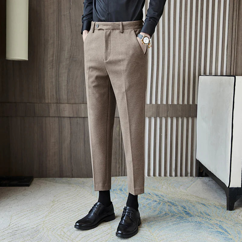 saferido Men's Business Pants British Style Slim Fit Classic Formal Dress Pants for Men Wedding Party Trousers 29-38