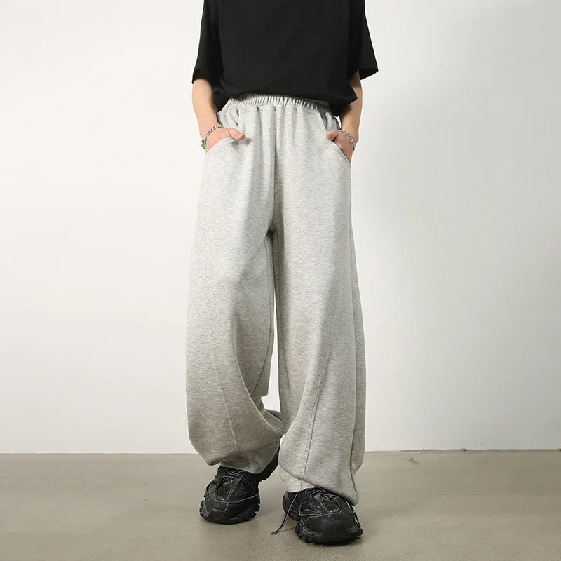 saferido Baggy Sweatpants Men Wide Leg Casual Pants Men Oversize Gray Khaki Trousers Male Loose Korean Streetwear Old Money