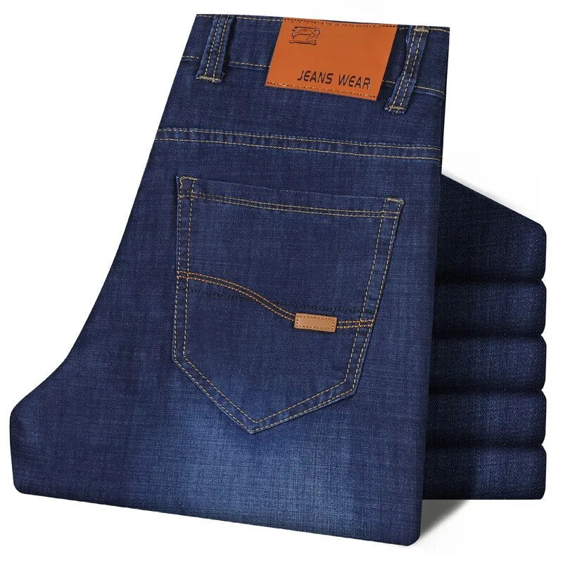 Oversize 42 44 Men Jeans Pants New Casual Classic Blue Stretch Jeans Business Fashion Casual Denim Trousers Brand Pants