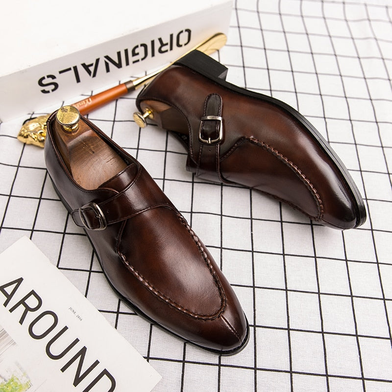 saferido Men Leather Shoes Fashion Luxury Wedding Shoes Mens Loafers Moccasins Driving Walking Shoes for Men Party Classic Buckle Busines