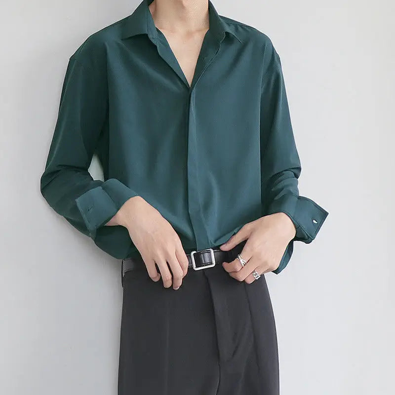 Men's Clothing Tops Sven Turn-down Collar Loose Simplicity Button Solid Fashion Formal Office Lady Casual Shirts Spring Summer