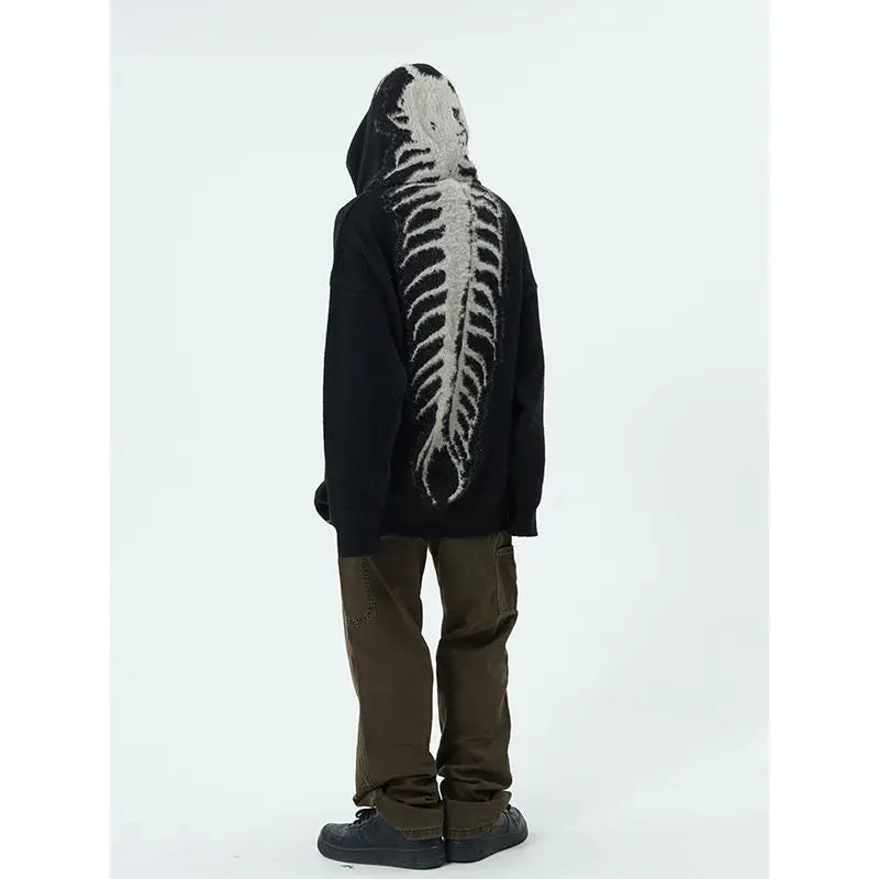 saferido American Men's Winter Oversized Pattern Loose Hooded Sweater Knit Sweater Sweater High Street Couple Sweater Trendy Tops Y2K
