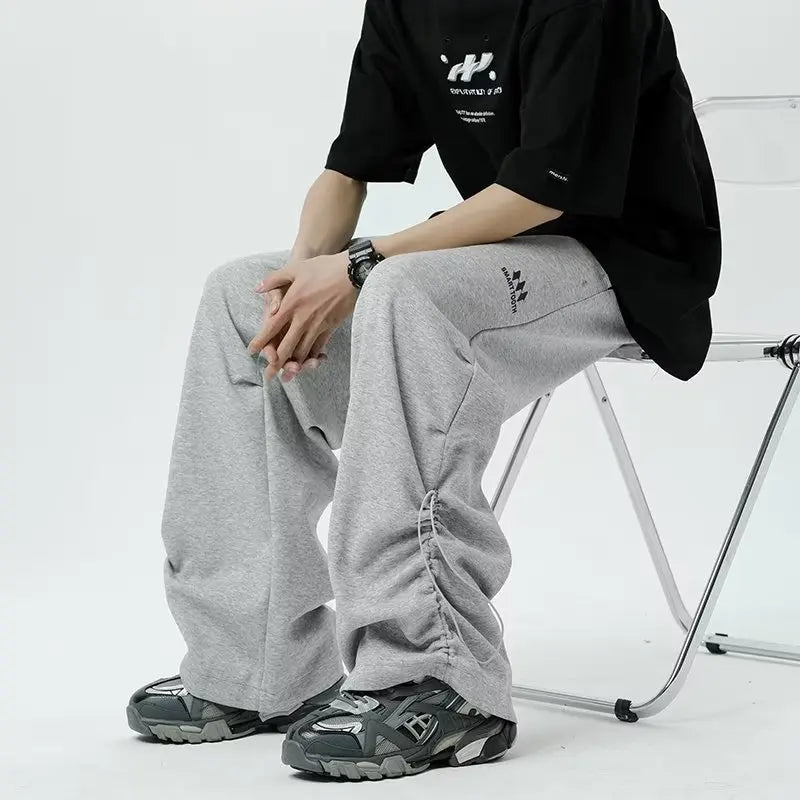 saferido Wide Leg Sweatpants Men Casual Pants Men Oversize Gray Sports Pants Black Trousers Male Loose Korean Streetwear Hip Hop