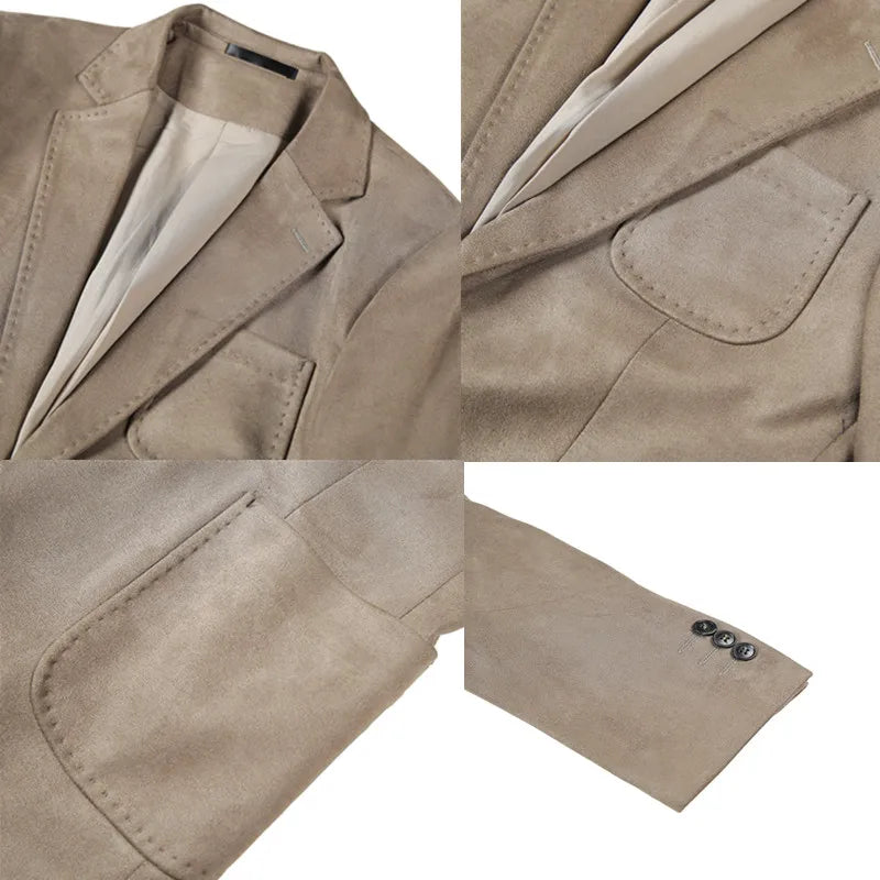 saferido Men's Spring High Quality Suit Male Slim Fit Fashion Double Breasted Buckle Dress Office Blazers Jackets M-4XL