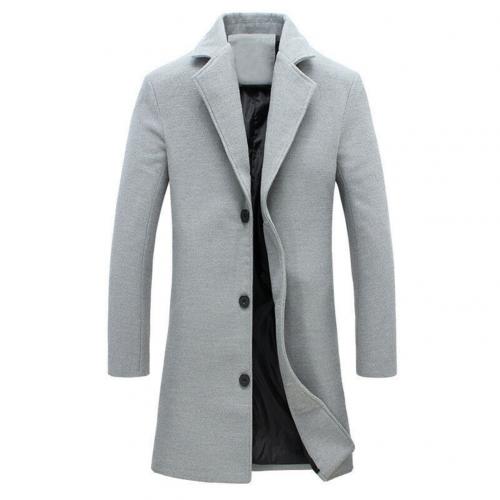 Autumn Winter Fashion Men's Woolen Coats Solid Color Single Breasted Lapel Long Coat Jacket Casual Overcoat Plus Size 5 Colors