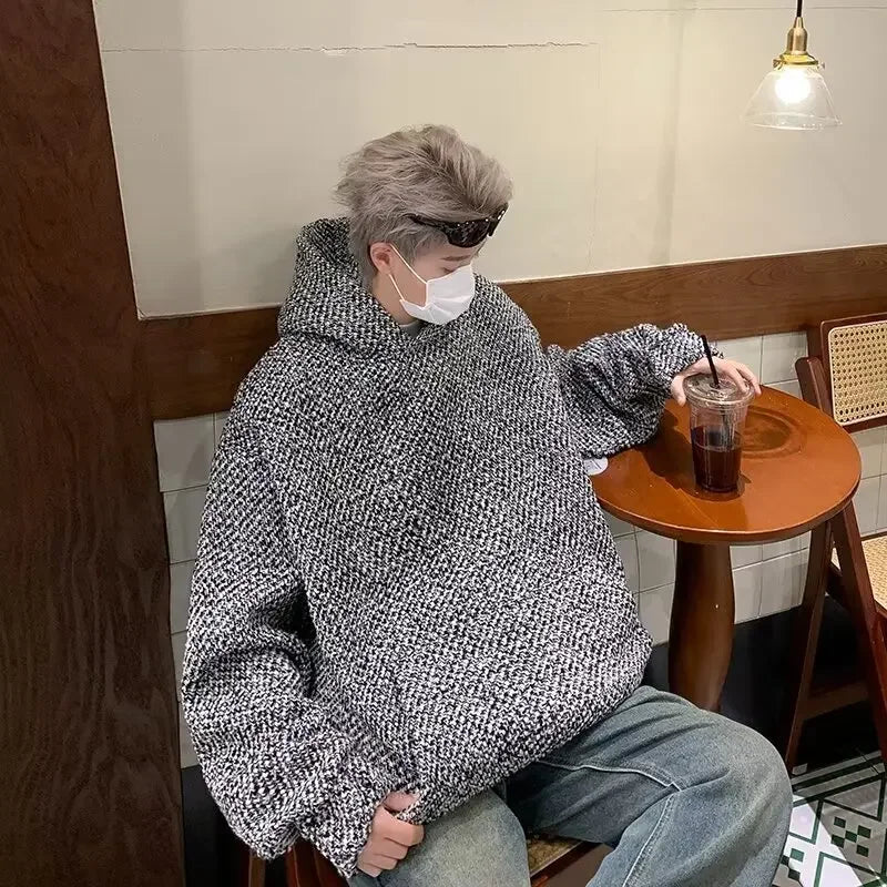 saferido Hooded Hoodies Men Casual Loose Coats Autumn Winter Korean Fashion High Street Youthful Teens Couples All-match Outwear Harajuku