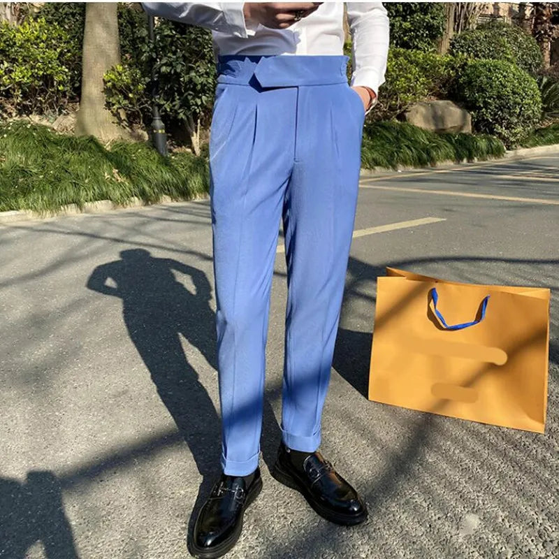 saferido High Quality British Gentlemen Business Casual Slim Fit Pants Men Dress Pants Solid All Match Formal Wear Office Trousers
