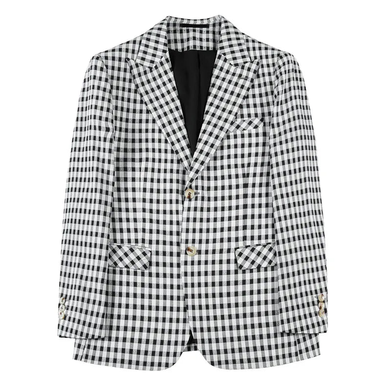 saferido Male Casual Plaid Blazers New Design Korean Version Slim-Fit Trend Business Coat High Quality Selling Fashion Suit Men 4XL