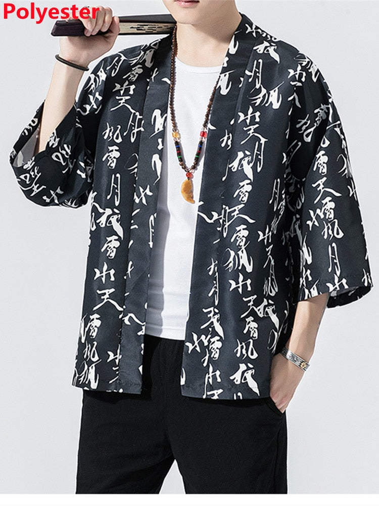 Kimono Japanese Costume Men Coat Harajuku Style Tops Japan Haori Cardigan Chinese Traditional Jacket Loose Shirt Yukata Coats
