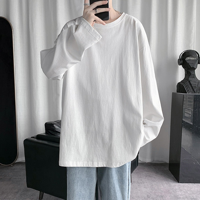 Spring Autumn Long Sleeve T-shirts Men O-Neck Collar Cotton T Shirt Fashion Casual Comfortable Oversized Tops Tees For Man Women