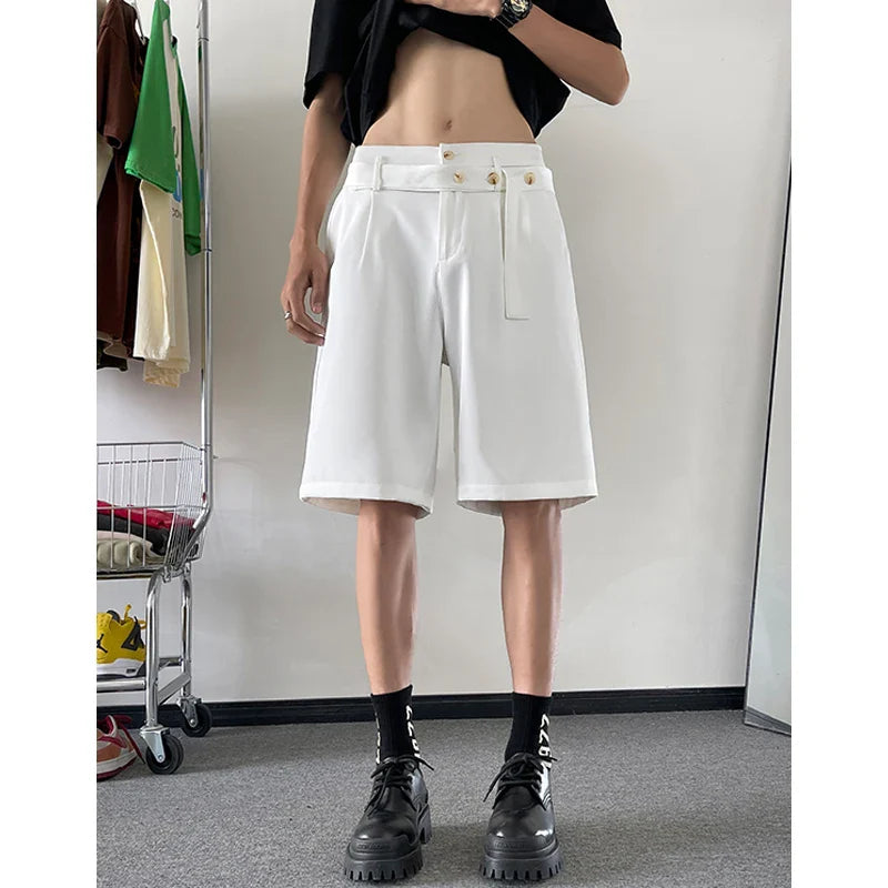 saferido Summer Suit Shorts Men Fashion Social Mens Dress Shorts Korean Loose Casual Suit Shorts Mens Office Formal Shorts Large Size