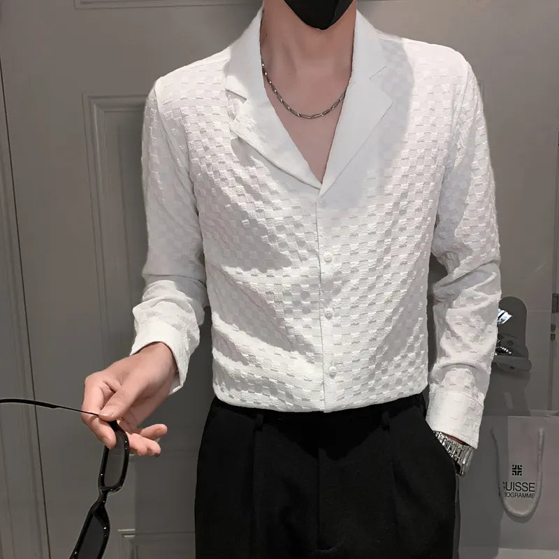 saferido Men Spring High Quality V-Neck Long-Sleeved Shirts/Male Slim Fit High Quality Club Business Dress Shirts Plus Size M-4XL