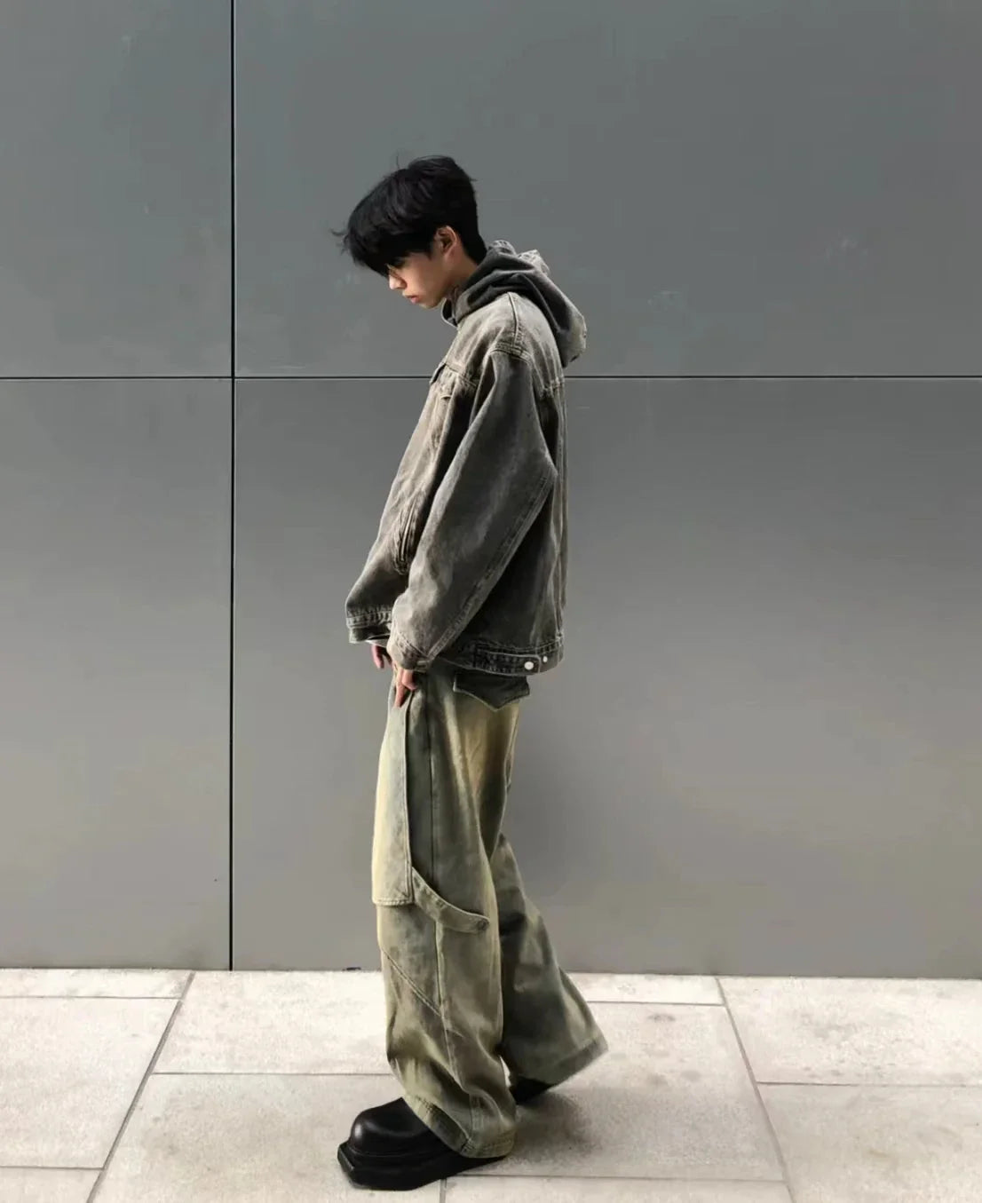 saferido American High Street Variable Trouser Shape Micro Flare Jeans Men's High Waist Loose Draping Wide Leg Floor Dragging Long Pants