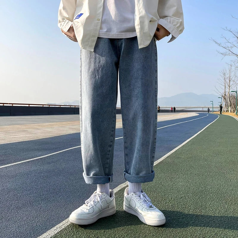 saferido Spring brand straight loose trouser Korean High street men and women can wear denim classic fashion trend boys girls jeans