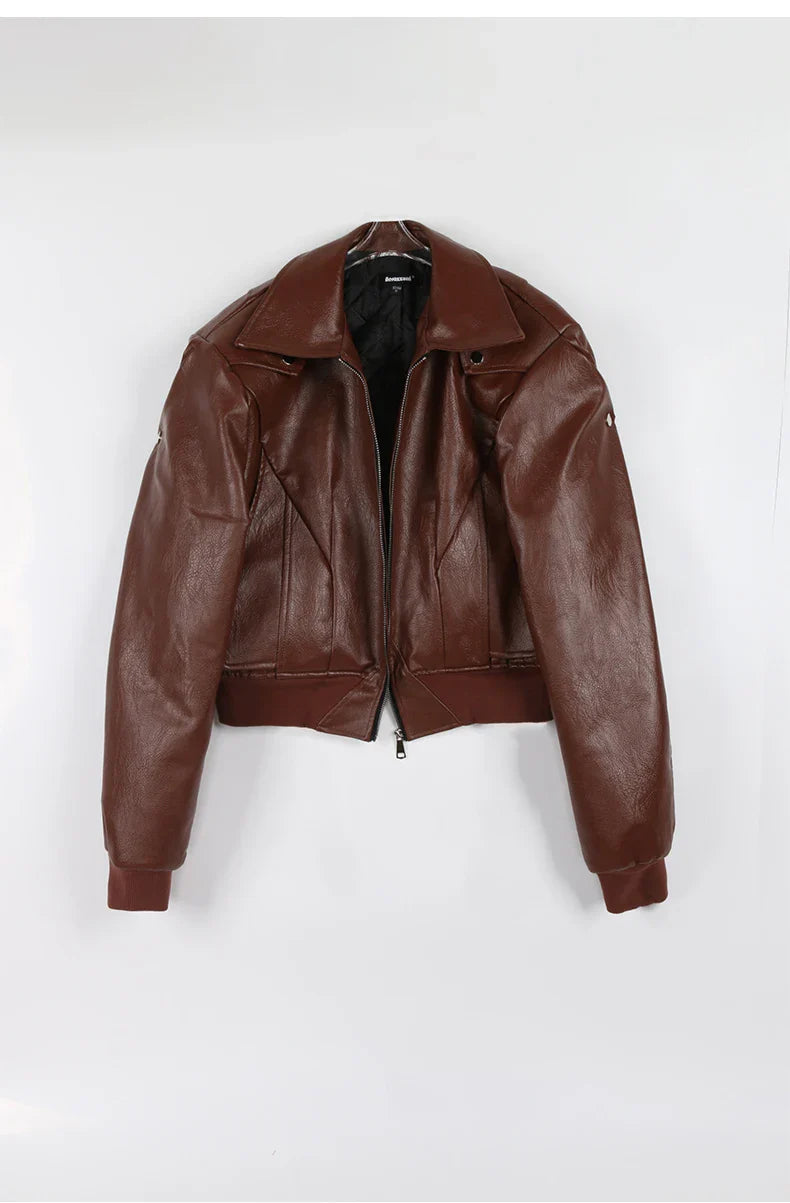 saferido Spring Autumn Cool Waterproof Black Pu Leather Jacket Men Shoulder Pads Long Sleeve Zipper Luxury Designer Clothes