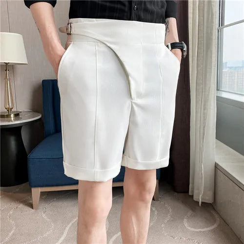 saferido Men Summer Shorts Korean Fashion Business Shorts Casual Chino Shorts Office Trousers Cool Breathable Summer Clothing S-3XL