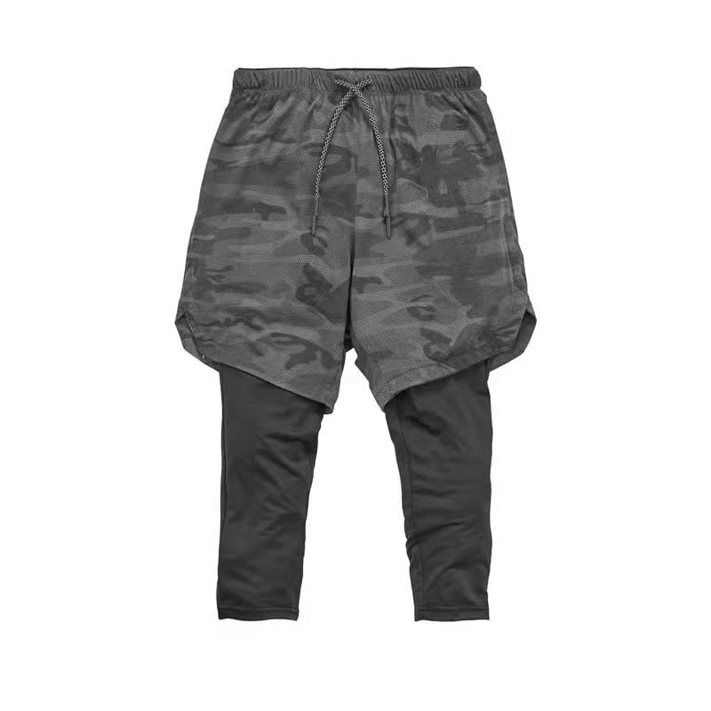 Summer New Men's Camo Running Shorts 2-in-1 Double Layer Quick Drying Gym Fitness Jogging Training Sports Casual Shorts