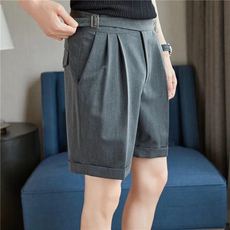 saferido Pleated Shorts Men Summer White Shorts Bermuda Work Wear Clothes Men Breathe Cool Streetwear Short Korean Fashion Style 36
