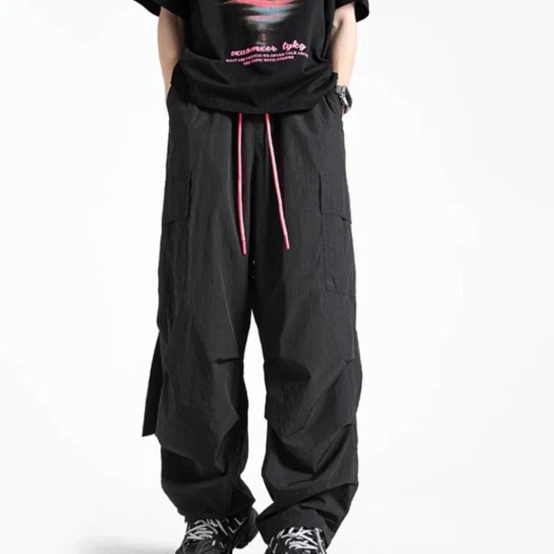 saferido Pants Men Casual Streetwear Autumn All-match Harajuku Korean Style Pleated Minimalist Full Length Fashion College Daily