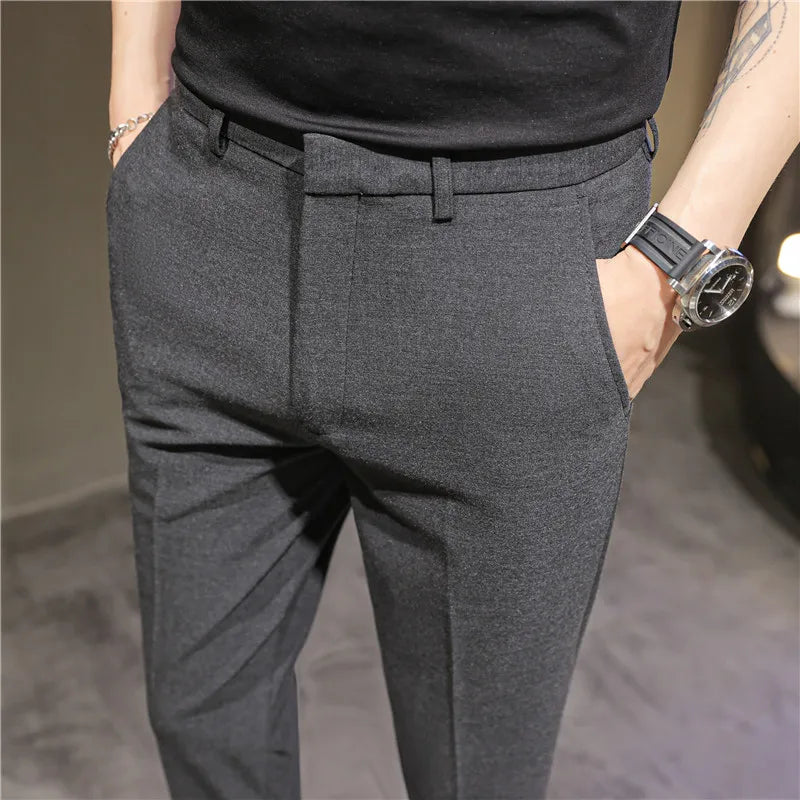 saferido British Style Summer Thin Business Dress Suit Pants Men Clothing Slim Fit Casual Office Trousers Formal Plus Size 28-38