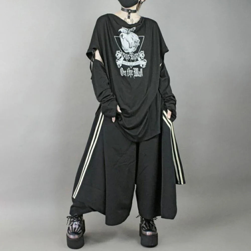 saferido 2024 Fashion Vintage Graphic Tshirts Contrast Aesthetic Y2k Tops Men's Detachable Long Sleeve Harajuku Streetwear Tee Shirts