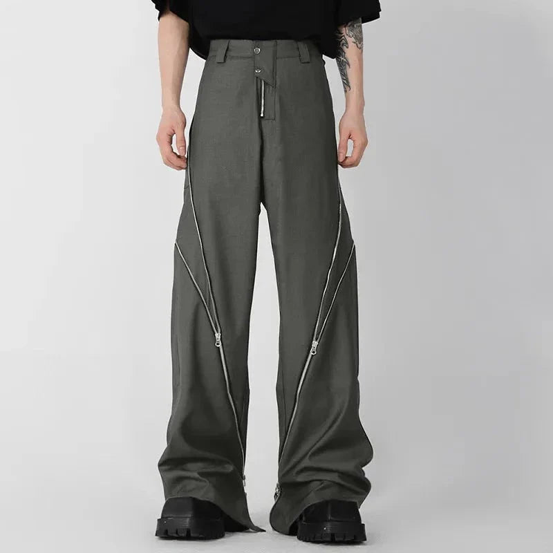 Fashion Casual Style New Men Pants Loose Comfortable Trousers Stylish Male Hot Sale Zipper Split Micro Pull Pants S-5XL