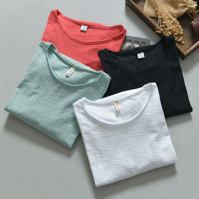 New Autumn Solid Color Long-sleeved T-shirt Men's Casual Bottoming T-shirt Male Cotton Crew Neck T-Shirt